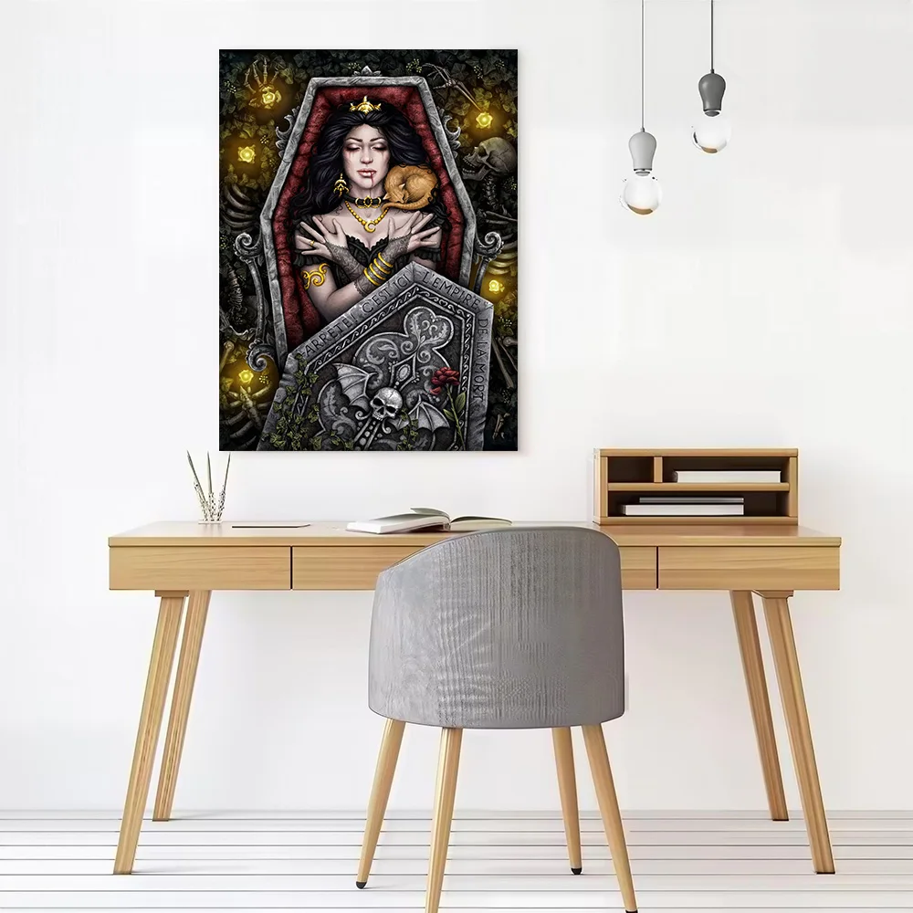 Sleeping Vampire With Cat Canvas Wall Art Poster Personalized Photo Printing Perfect Gift for Decoration Living Room Home Decor