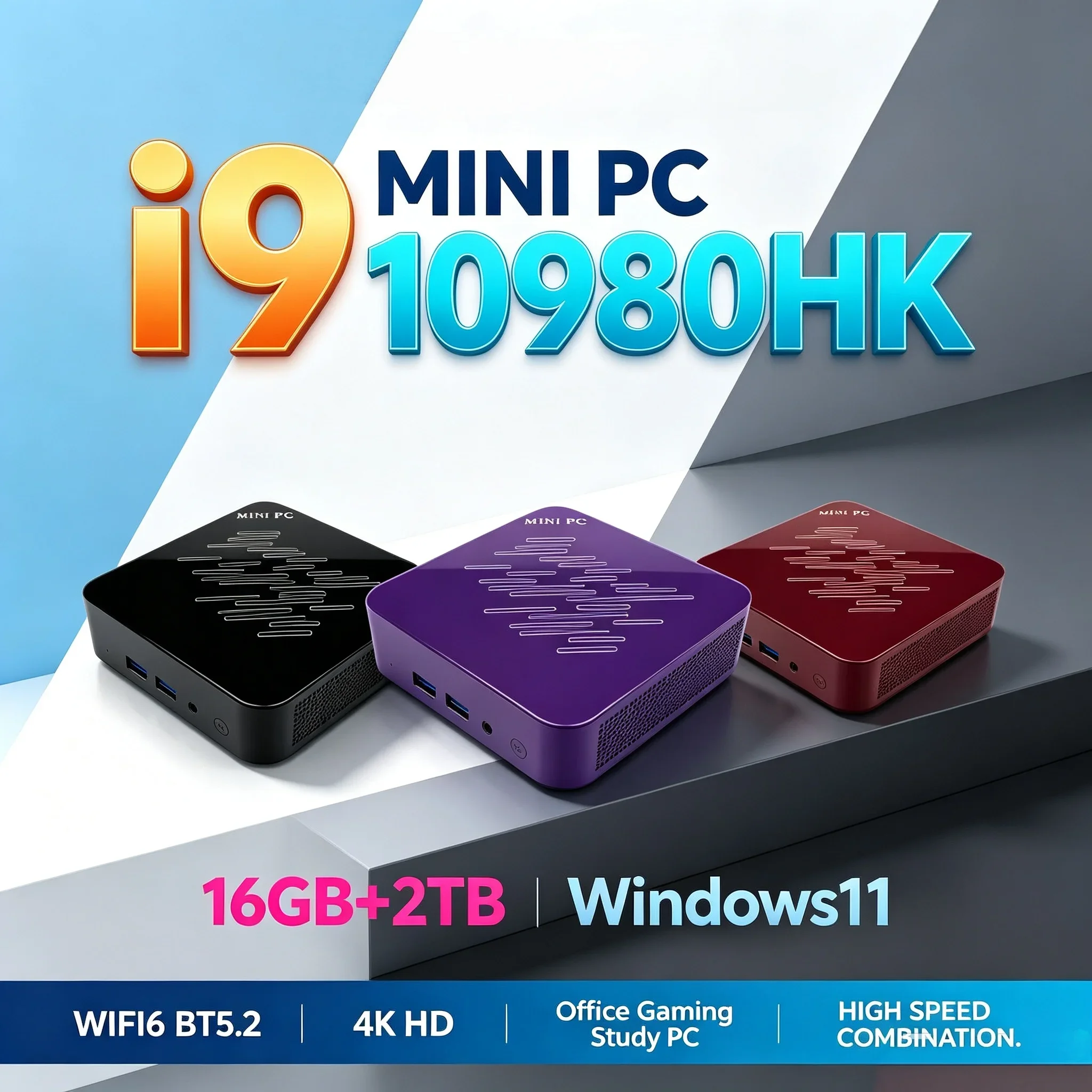 Business Family Work Mini PC Intel Core I9 10980HK 16GB RAM Optional 1TB 2TB SSD 4K WiFi6 Efficient Cooling Mini Computer Host