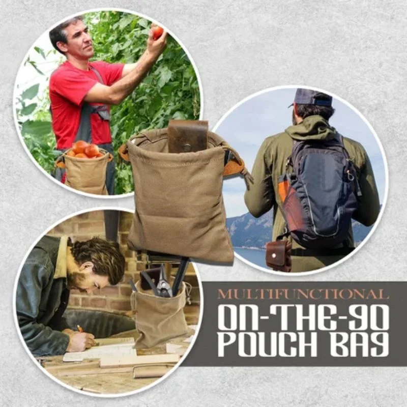 Leather Waxed Canvas Pouch Garden Tool Bag Handheld Garden Tool Bag Outdoor Canvas Picking Bag Waterproof Canvas Roll Bag