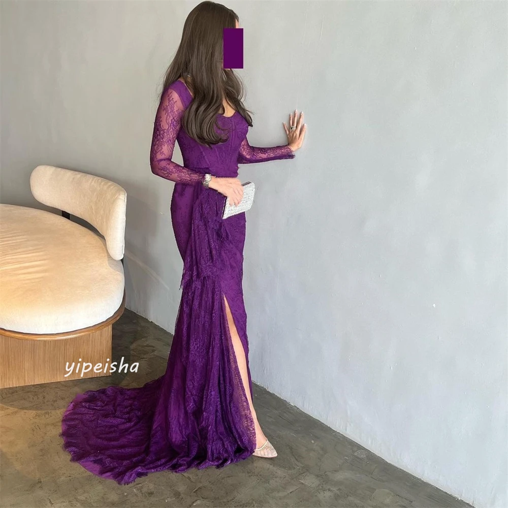 Jiayigong High Quality  Evening Jersey Applique Ruched Party A-line Square Neck Bespoke Occasion Gown Long Dresses