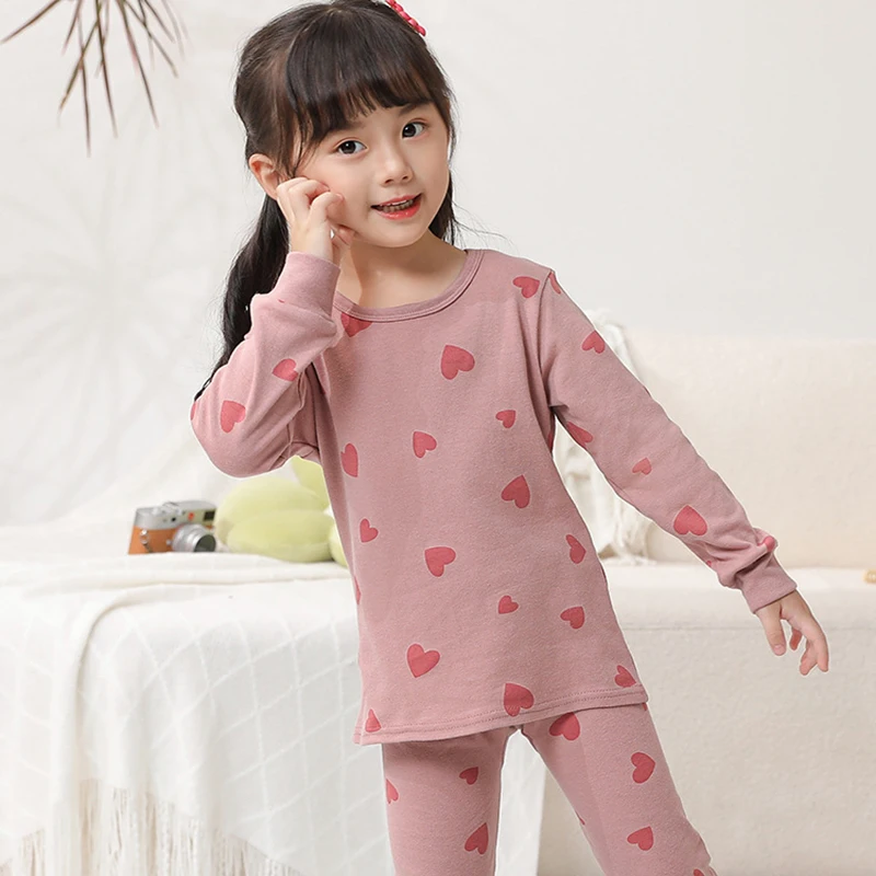 2 to 14 Years Girls Sleepwear Set Autumn Winter Children Cartoon Pajamas Cotton Pijamas Boys Dinosaur Loungewear 2Pcs Tops+Pants