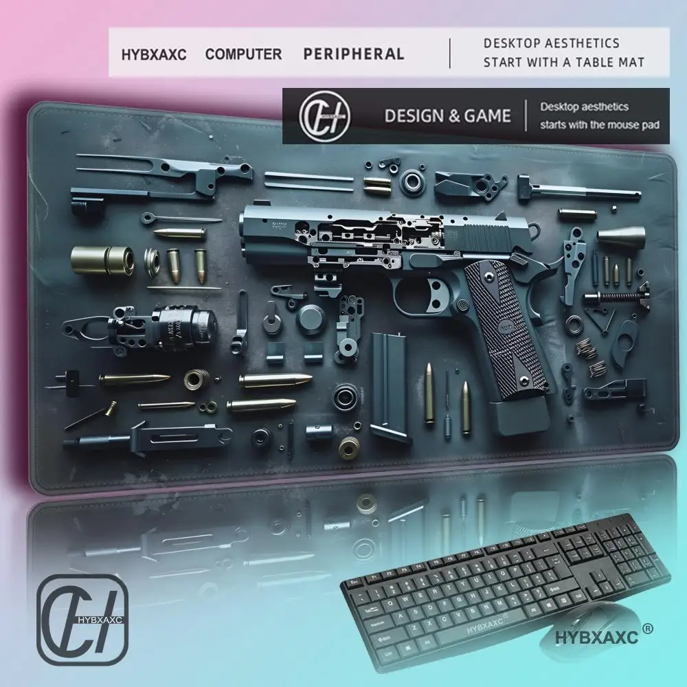 

HYBXAXC Gun parts assembly Large Mouse Pad Desk Mat Non-Slip Rubber Base Gaming Keyboard Mouse Stitched Edges for Home and game