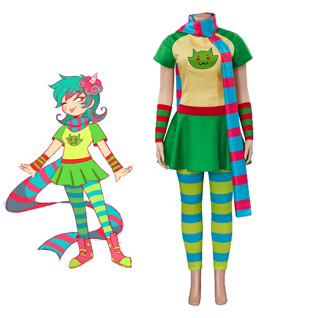Trickster Roxy Lalonde Cosplay Costume Women Outift with Stockings and Scarf Halloween Costume Jane Trickster Roxy Lalonde Cosplay Costume Women Outift with Stockings and Scarf Halloween Costume Jane