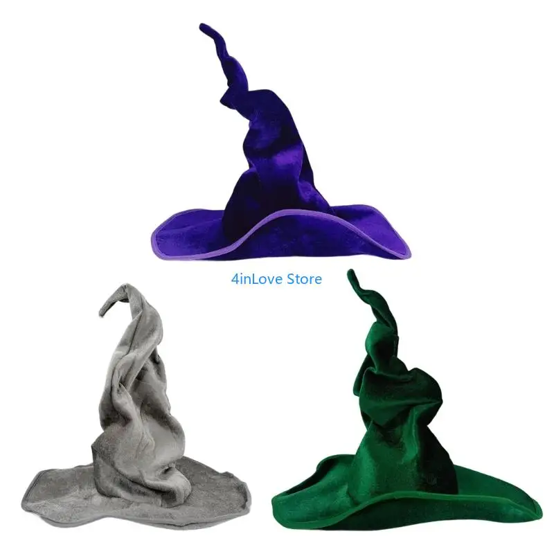 T4MD Oversized Witch Costume Hat with Twist Pointed Design And Comfortable Lining For Night Event Halloween Party Dressingup
