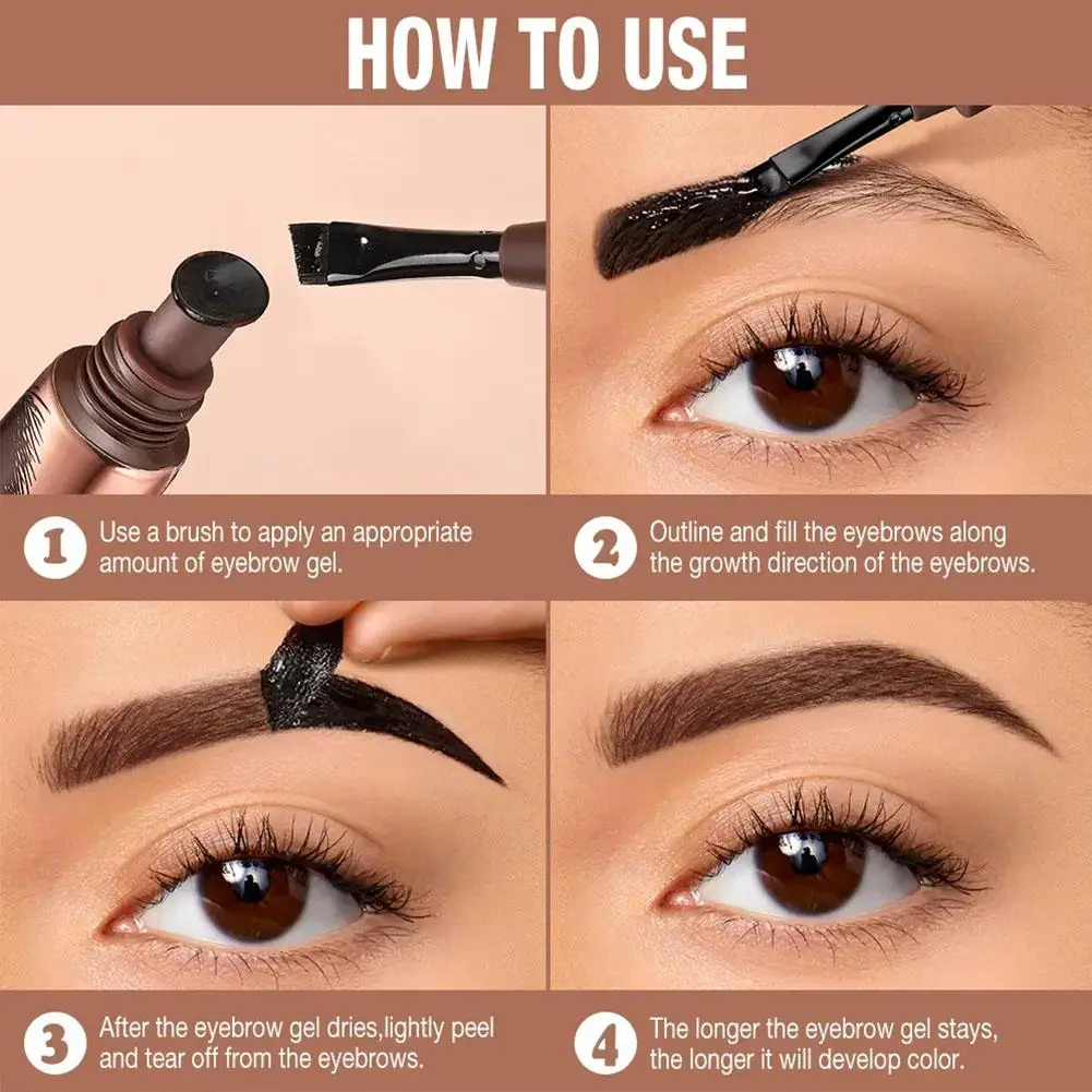 O.TWO.O Peel-off Eyebrow Gel Tint Waterproof Long-lasting Semi Permanent Natural Brown Liquid Eye Brow Enhancers Brow Tattoo