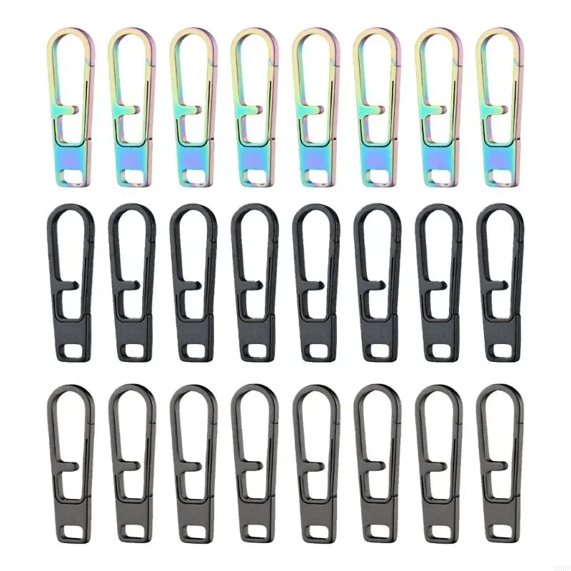 E56D 8Pcs Titaniums Alloy Zippers Puller Headers Connectors Keychains Hanging Buckles for Bag Clothes Hardware Easy to Use