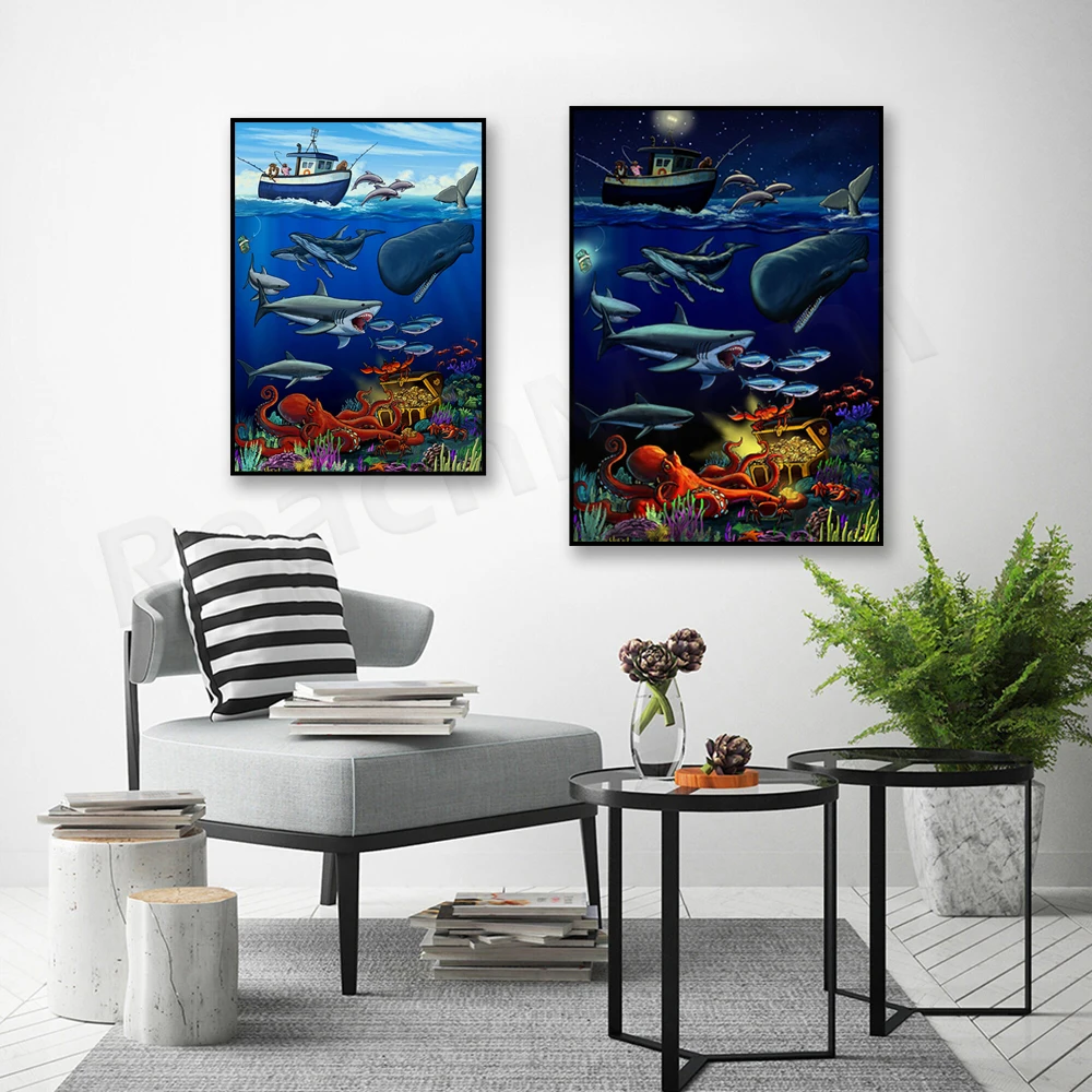 Crypto whale, financial art, wsb, meme art stock art canvas print - Crypto Ocean Poster