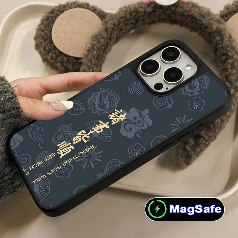 

Китайский чехол Lucky Rich для мобильного телефона для iPhone 17, 16, 15, 14, 13, 12, 11 Air Pro Max Plus Magsafe, цветной чехол с матовой поверхностью