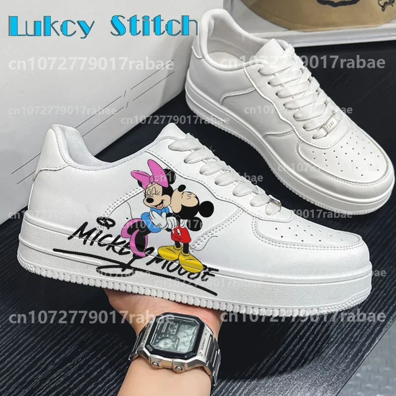 Mickey mouse casal minnie sapatos masculinos plataforma tênis moda feminina kateboarding 3d graffiti sapatos casuais presente de natal