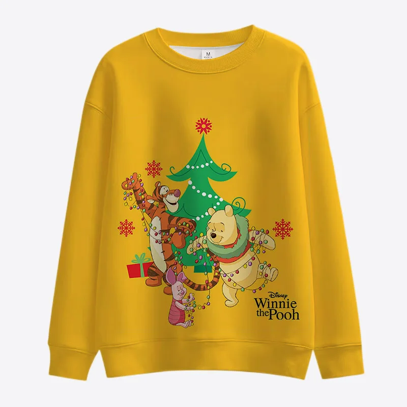 2022 New Christmas Disney Brand Winnie the Pooh and Mickey Minnie Anime Print Autumn Crew Neck Casual Long Sleeve Sweatshirt