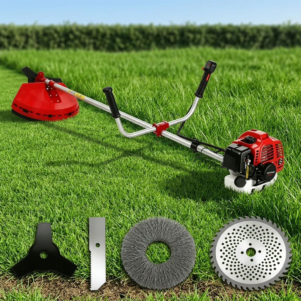 2-Stroke 52CC Side-Mounted Grass Trimmer, Portable Gas Brush Cutter For Garden & Farm