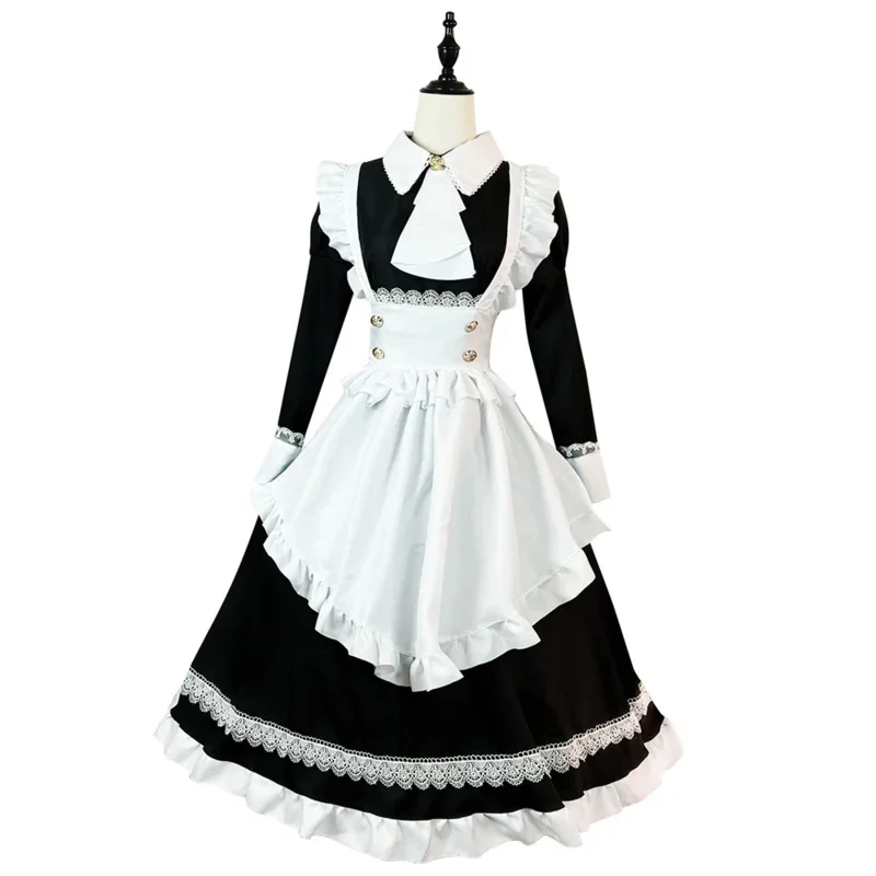 Old Castle Maid Costume Housekeeper Steward Butler Long Maid Dress Cafe Attendant Clothing Suit for Waitress Maid Party Costume