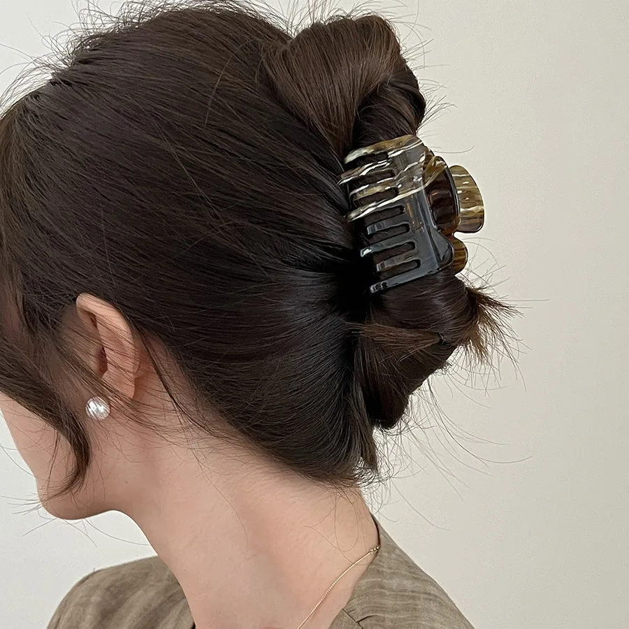 Textured Acetate Ponytail Claw Clip High Pony Updo Fashion Hair Accessory Korean Chic Lightweight for Office