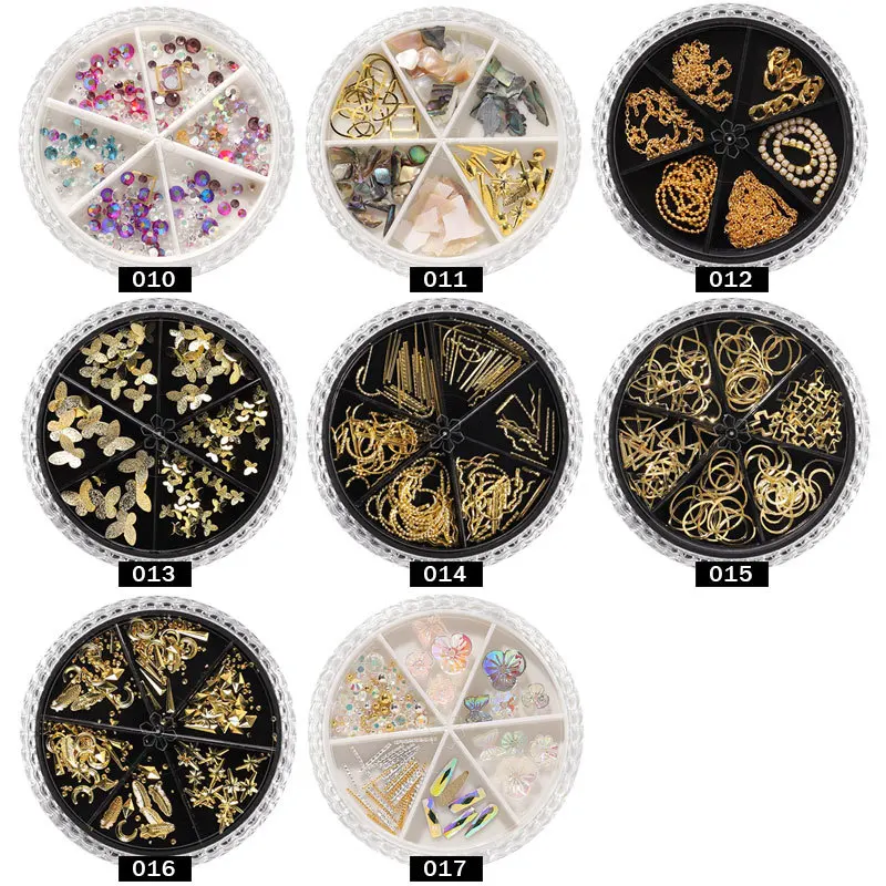 Nail Jewelry Ab Rhinestone Rivets Butterfly 6 Grid Mixed Turntable Jewelry Sequins Wholesale