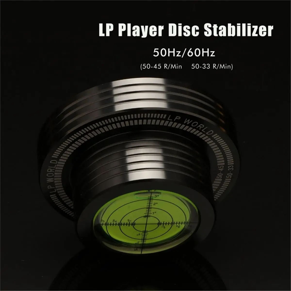 newA10R Vinyl Clamp LP Disc Stabilizer 50Hz Record Weight Stabilizer with Turntable Level and Strobe Scale for Phonograp Silver