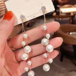 Delysia King Pendientes largos de perlas grandes y pequeñas, joyería de moda para mujer