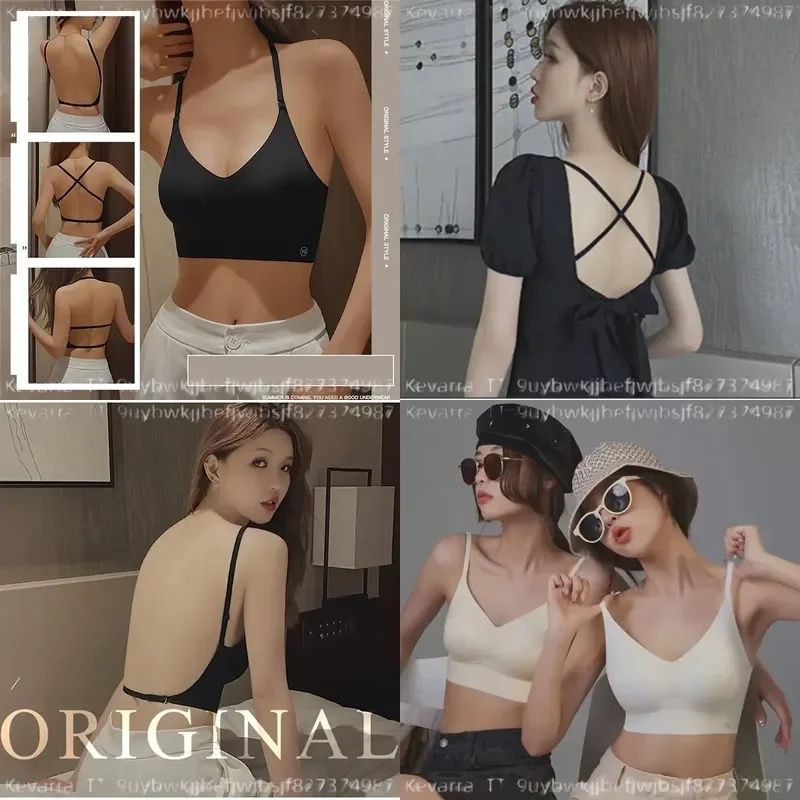 Sexy U Shaped Back Lingerie Women Summer Thin Seamless Backless Triangle Cup Push Up Bra Female Inner Wear