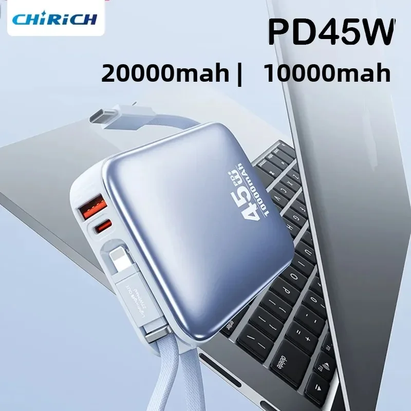 PD 45W 20000mAh Power Bank Batteria esterna portatile di grande capacità Tipo-C Cavo 10000mAh Caricatore rapido per MacBook Laptop iPhone