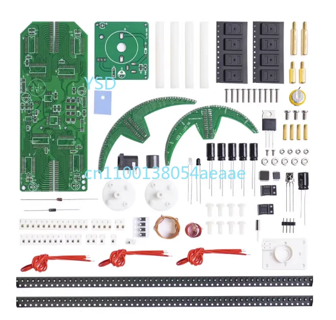 

Dual-axis rotating LED kit, POV dual-color clock, remote control, single-chip DIY components.