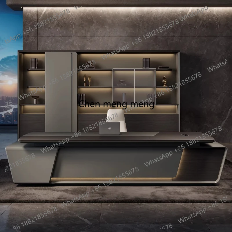 Luxury top L shaped boss table bureaux de travail Computer desk Room desks filing cabinet office table pliante Motion furniture