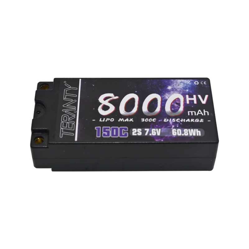 Teranty 8000mAh 7.6V 2S Shorty Battery 150/300C RC Lipo Battery For Car Truck Boat 7.6V Battery With 5mm Bullet Deans Ultra Plug