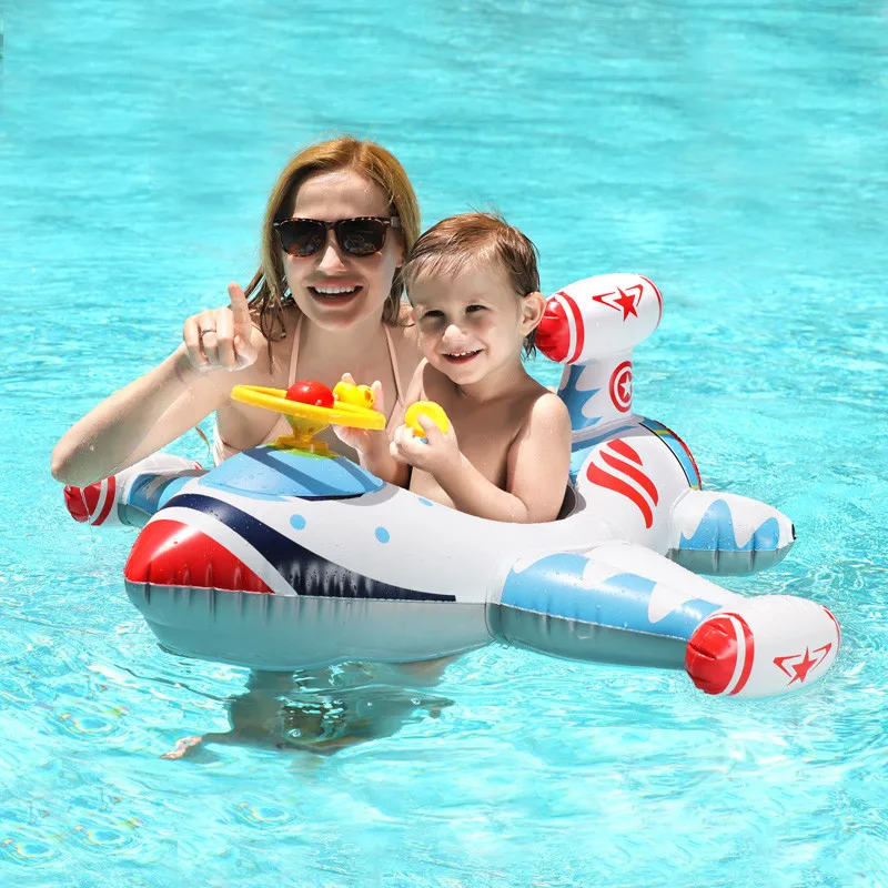 

Baby Swimming Circle Seat Ring Children's Thickened Steering Wheel Horn Aircraft Children's Seat Boat Baby Toddlers Pool Bathtub