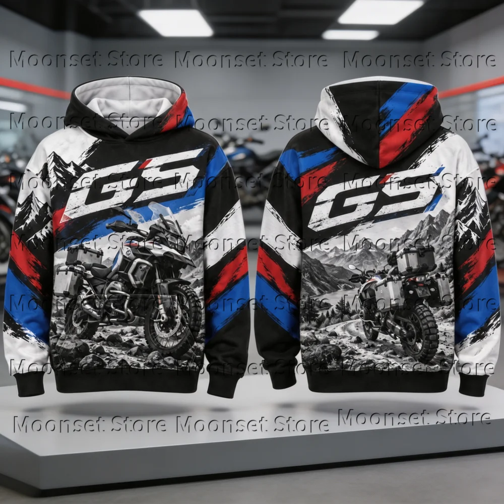 Mens Long Sleeve Hooded Pullover GS Off-road Adventure Motorbike Sweatshirt Casual Motorcycle Rider Fan Streetwear Children Tops