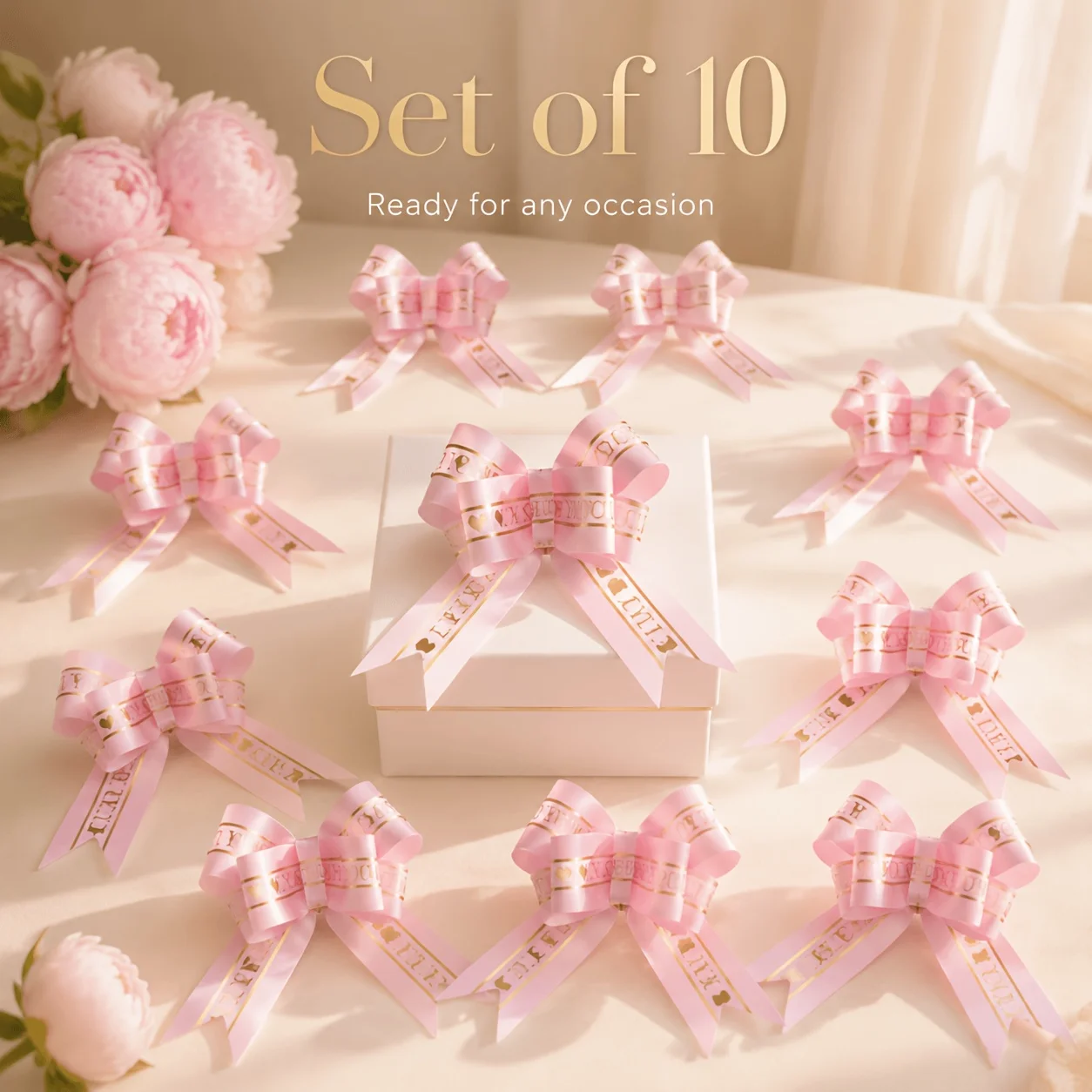 10pcs Fresh and Elegant Bow Pull Bows, Satin Ribbons for Wedding Favor Decoration, Accessory for Holiday Gift Box Wrapping