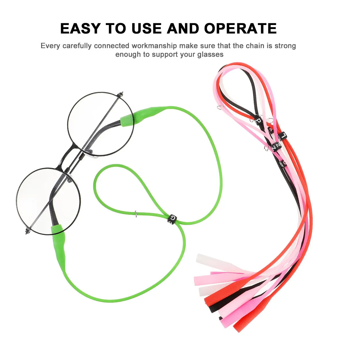 6 Pack Glasses Lanyard Non Slip Silicone Nylon Sports Eyeglass Straps for Outdoor Activities Reading