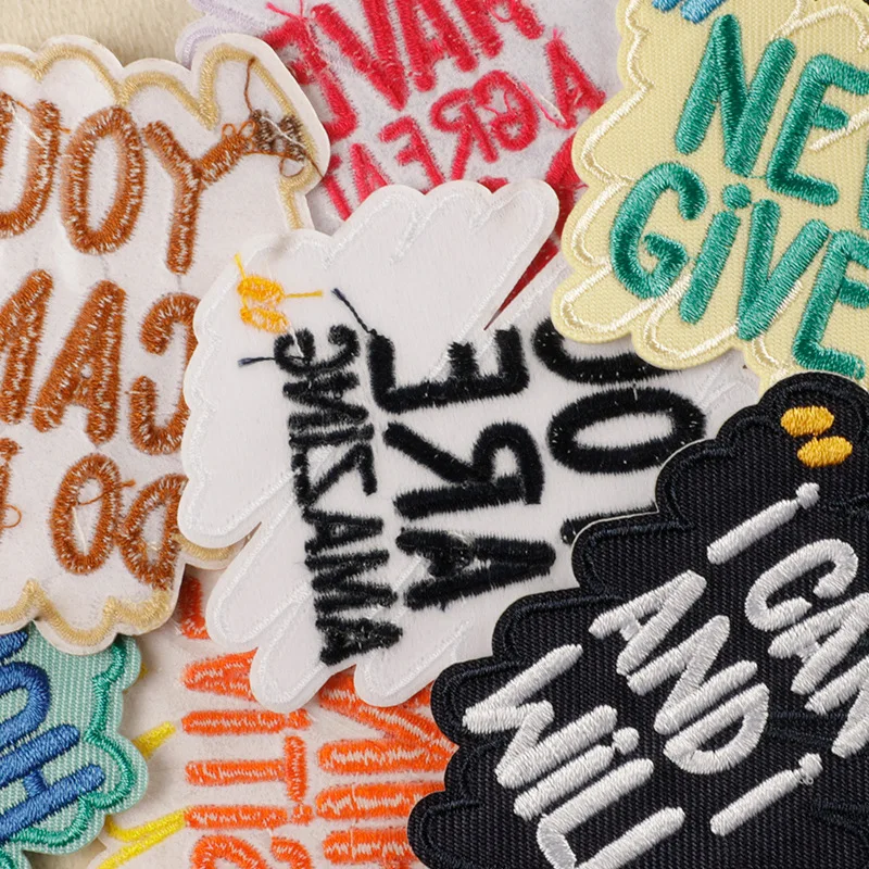 9 stücke Buchstaben viel Eisen auf Patches für Kleidung thermisch gestickt nähen niedlichen Parches Pack Bulk Mochila Stoff jacke DIY Naszywka – Detail 6