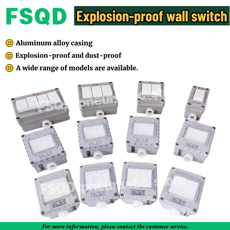 1PC Explosion-proof Wall Switch SW-10A Single / Double Control 86-Type Square Lighting Switch 220/380V  Single  Double switch