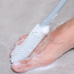 Super Soft Silicone Foot Scrubber Exfoliating Brush Long Handled Toe Gaps Cleaning Brush Multifunction Shower Foot Wash Brush