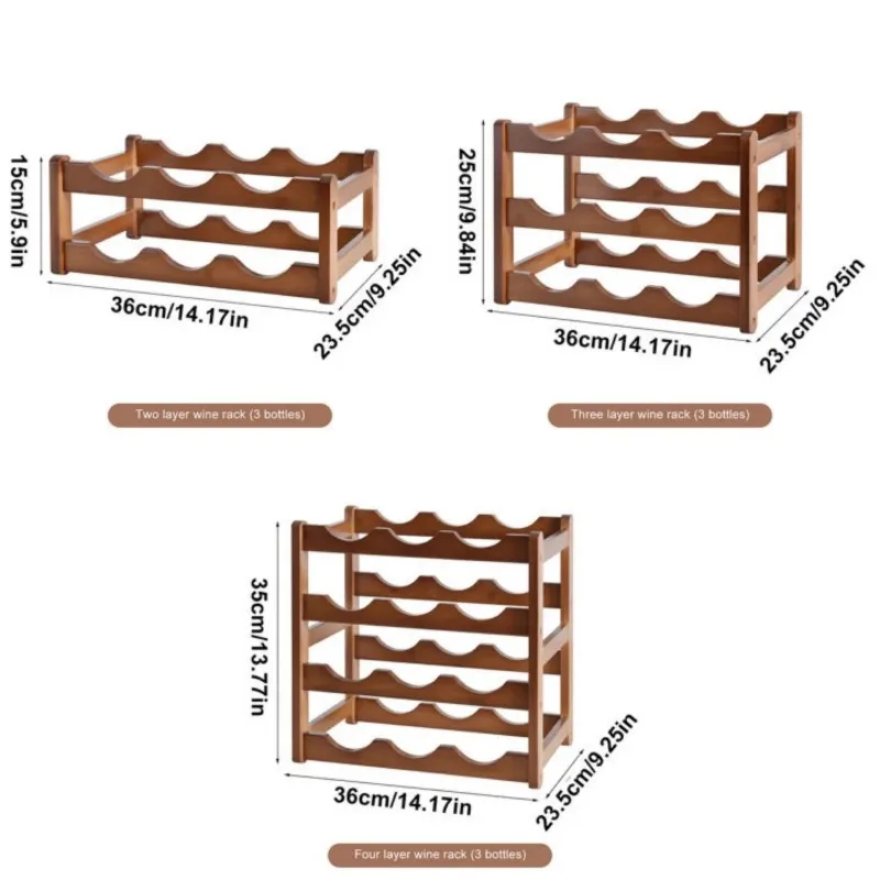 

Bamboo Wine Rack, Tabletop Multi-Tier Wine Vintage Solid Wood Display Rack for Living Room, Bar and Dining Room