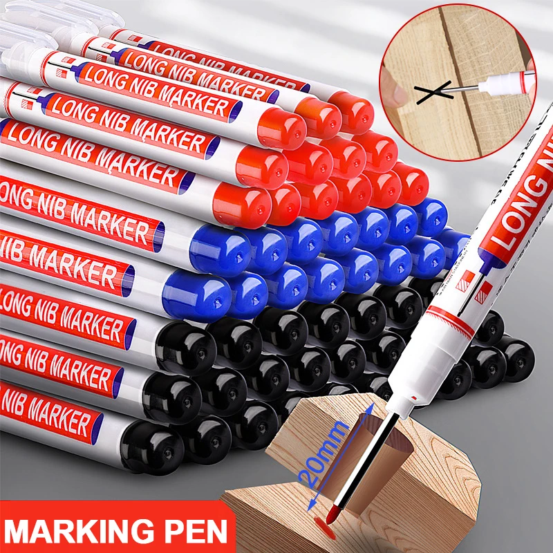 Multi-purpose Long Nib Head Marker Marcadores Permanentes Impermeável Banheiro Carpintaria Ferramentas de Decoração Buraco Profundo 20 mm Pcs 10 Pcs