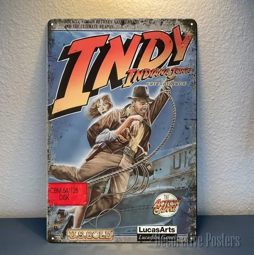 Indy Retro Video Game Metal Poster - 20x30cm () Sign-aluminum sign