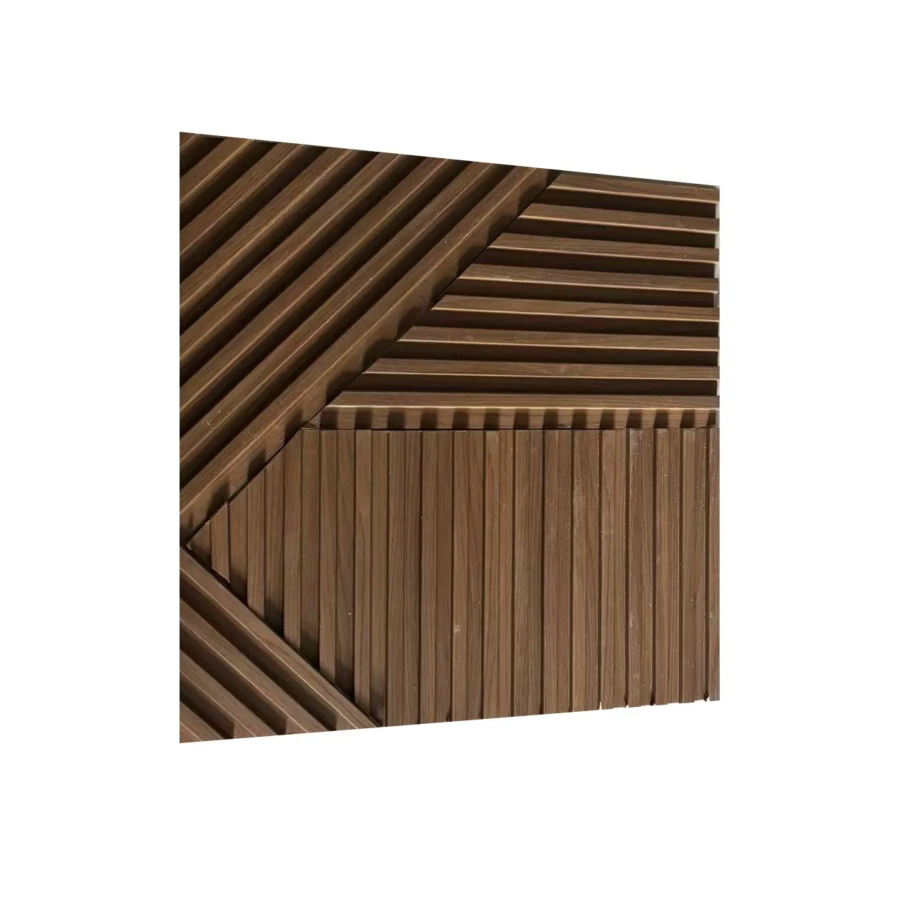 Fluted Wood Wall Panel Mosaic Joint 60*60CM Interior Facade Wall Decoration Excellent Beauty Design Customized