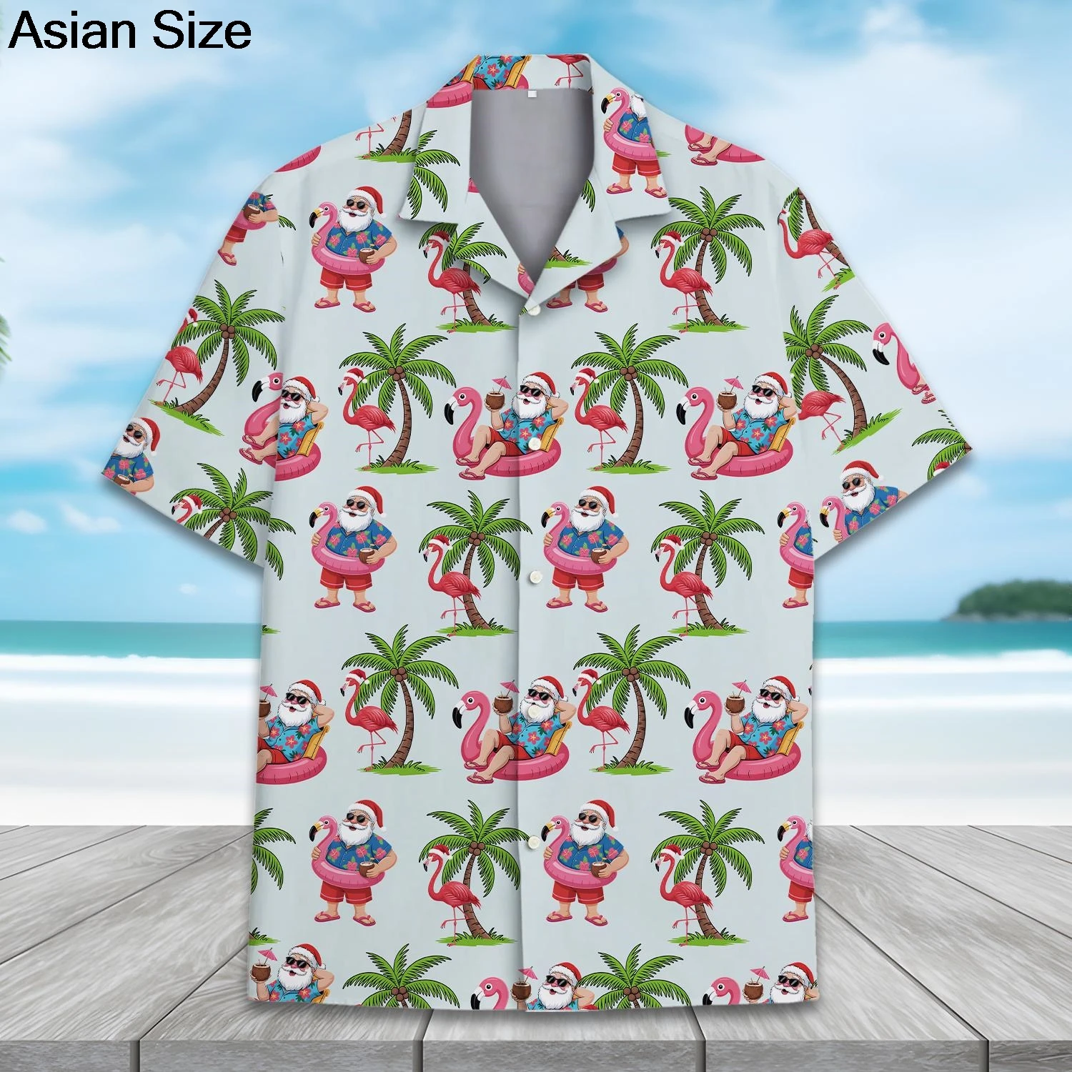 

New Christmas Clothing Men's Beach Shirt Short Sleeve Tops 3D Santa Claus Graphic Male And Women Hip Hop Hawaiian Summer Tee