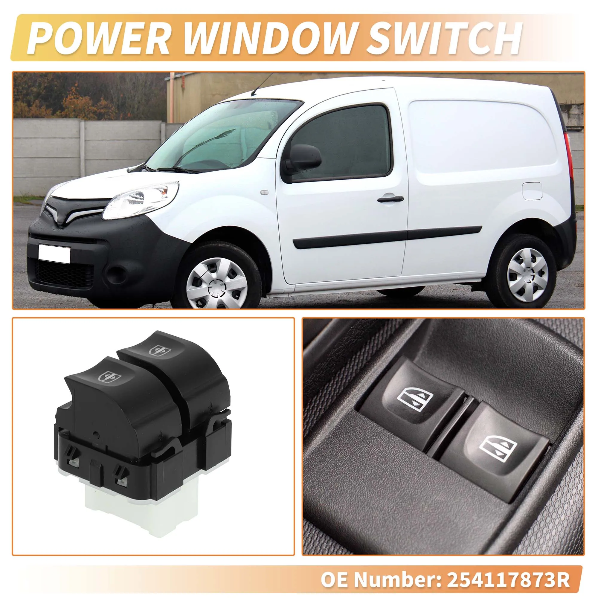 UXCELL Front Left Side Power Window Switch for Renault Kangoo Captur Symbol 254117873R