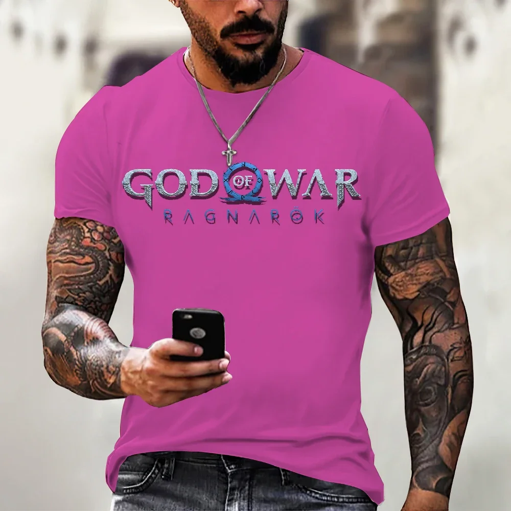 New Fashion God of War 2 Ragnarok 3D Printed T-shirt Men\'s O-neck Flat Cloth Shirt Fun Classic Short Sleeves Plus Size Top Men\'s