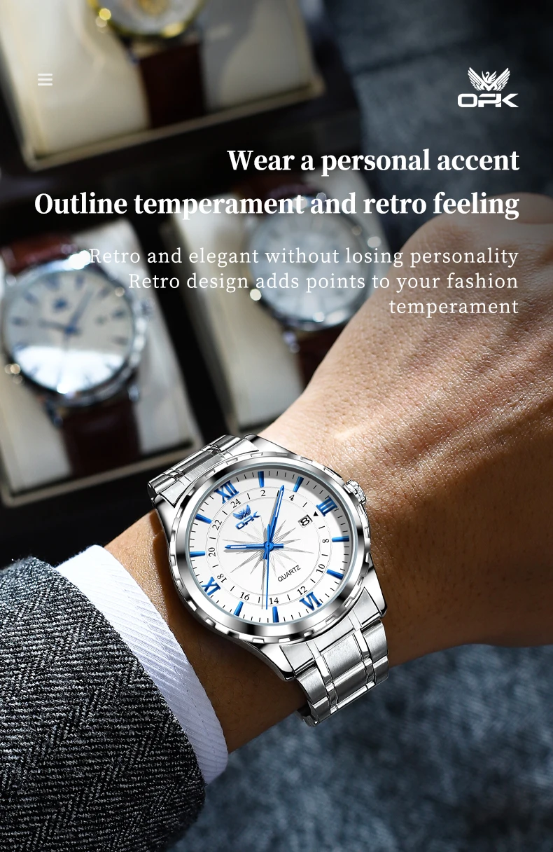 OPK 6003 Original Herrenuhren 3Bar Wasserdicht Leuchtende Herrenuhr Elegante Modische Geschäfts-Armbanduhren für Männer – Detail 5