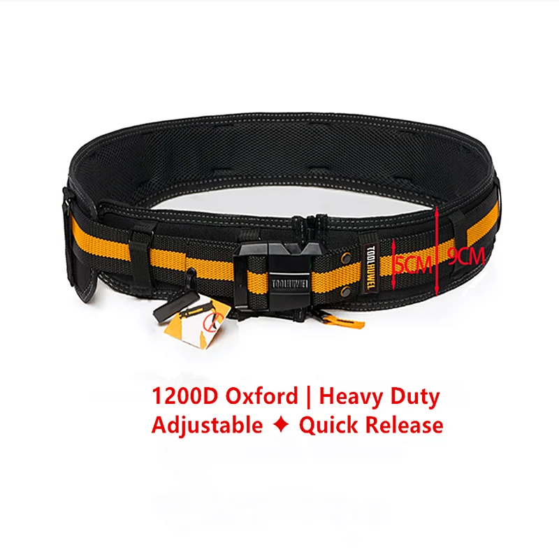 

Quick Release Tool Belt 1200D Oxford Thickened Adjustable Buckle Construction Work Belt for Electrician Carpenter TOOLHUWEI