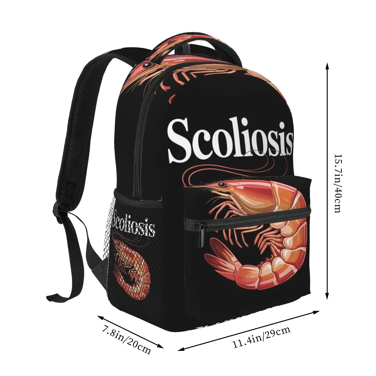 Scoliosis Awareness Spine Curvature Spinal Shrimp Backpack Hot Sale Daypack Kids BookBag School Bag Shoulder Bags for Men Women