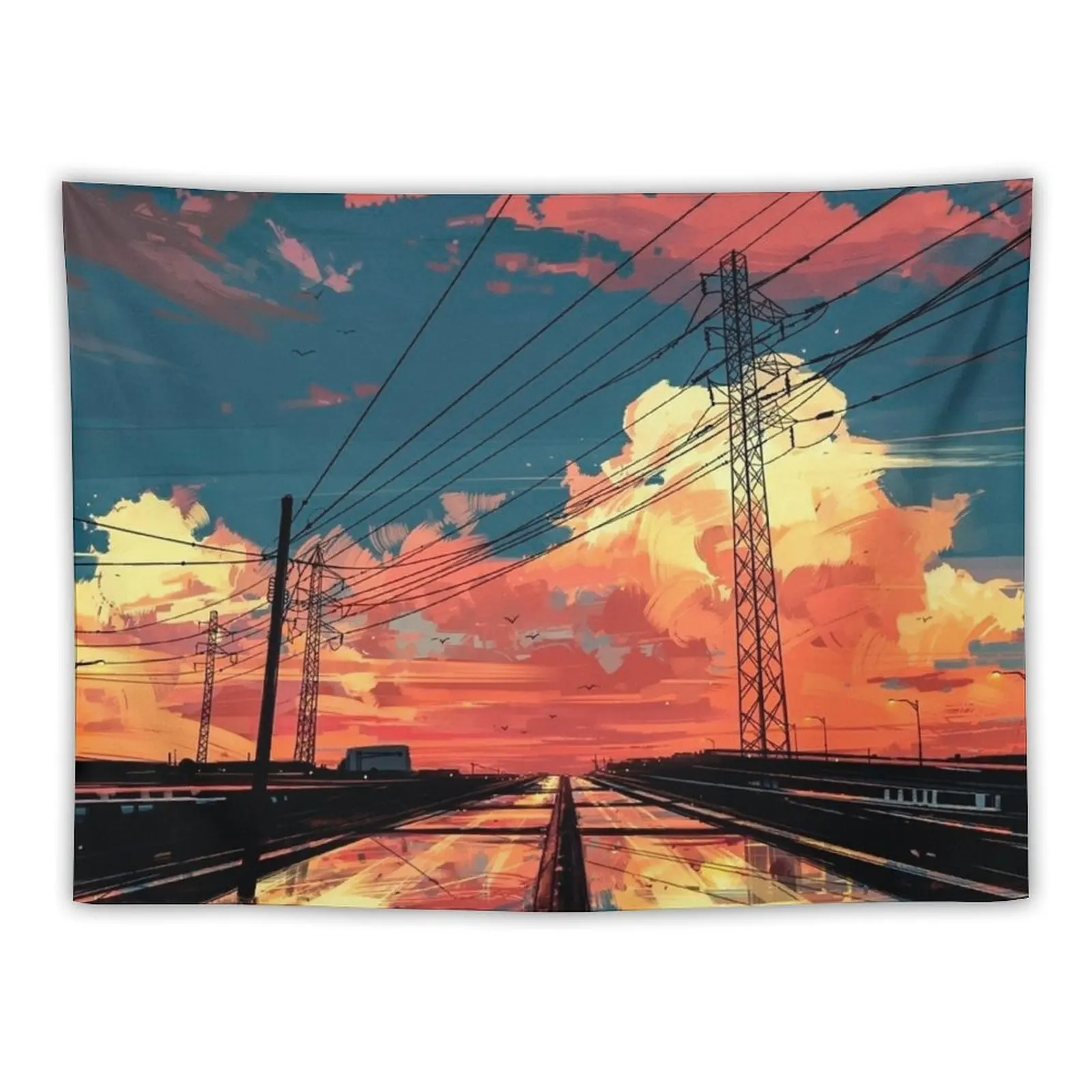 

Anime Urban Sunset Tapestry Decorative Wall Mural Wall Hangings Decoration Things To Decorate The Room Tapestry
