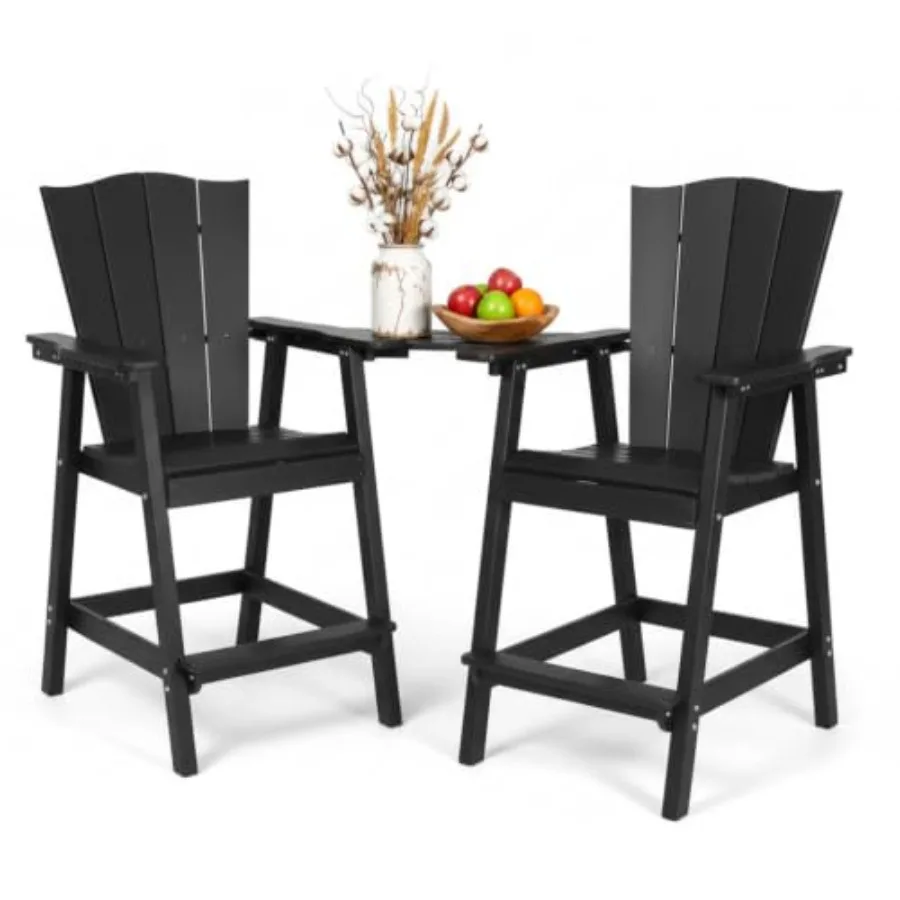 Patio, deck, balcony, backyard, garden application; HDPE material; black color; high-back design with double connecting trays a