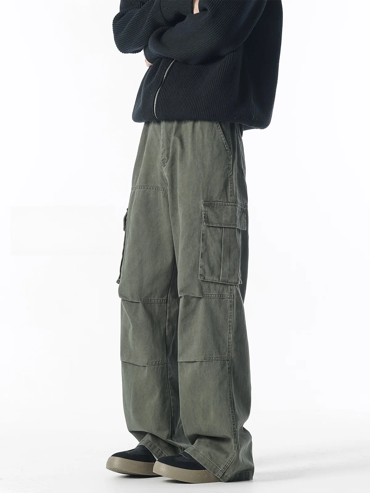 

Мужские повседневные брюки American Sle: весенне-осенние, прямые, в стиле High Street, с отворотами, рабочие брюки CleanFit