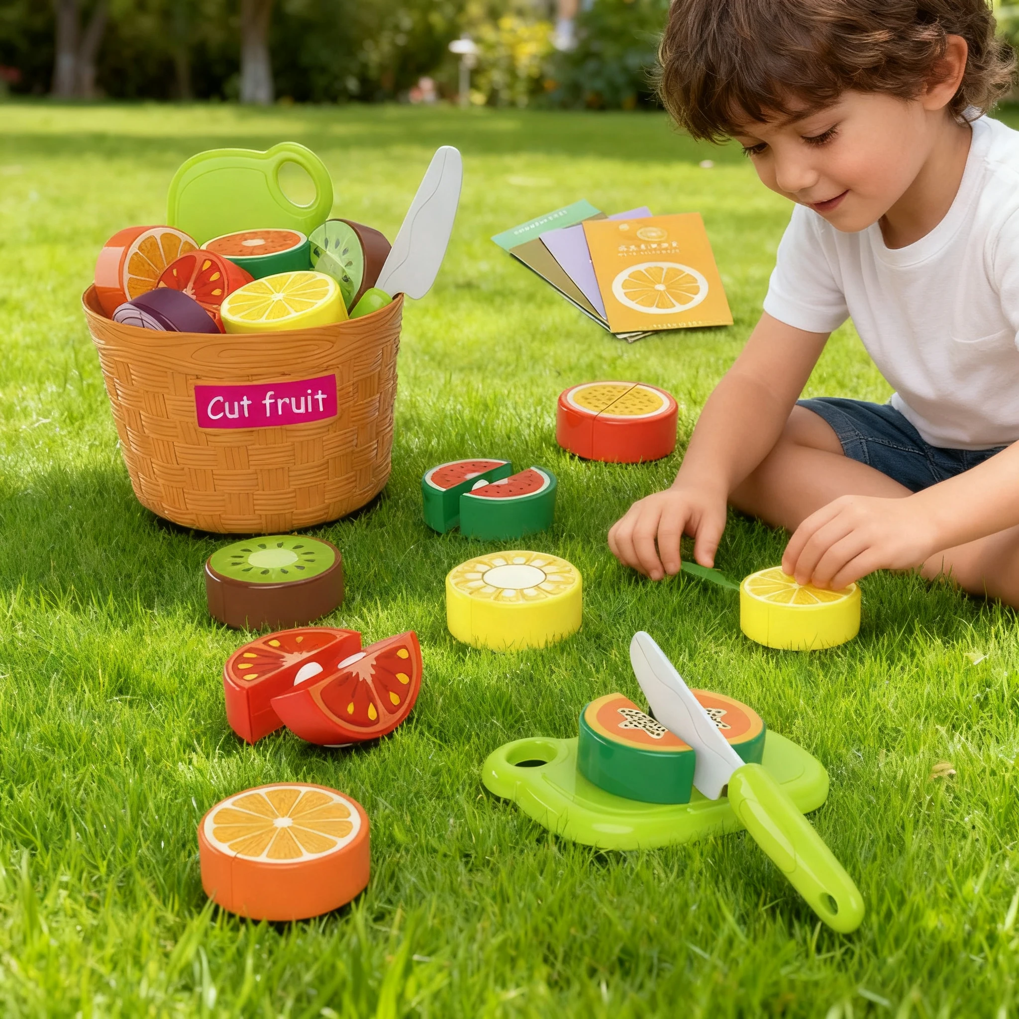 مجموعة تعليمية لقطع الفواكه والخضروات الممتعة مكونة من 23 قطعة لعبة المطبخ التظاهرية مع سلة سكاكين اللوحة هدايا عيد الميلاد للأطفال