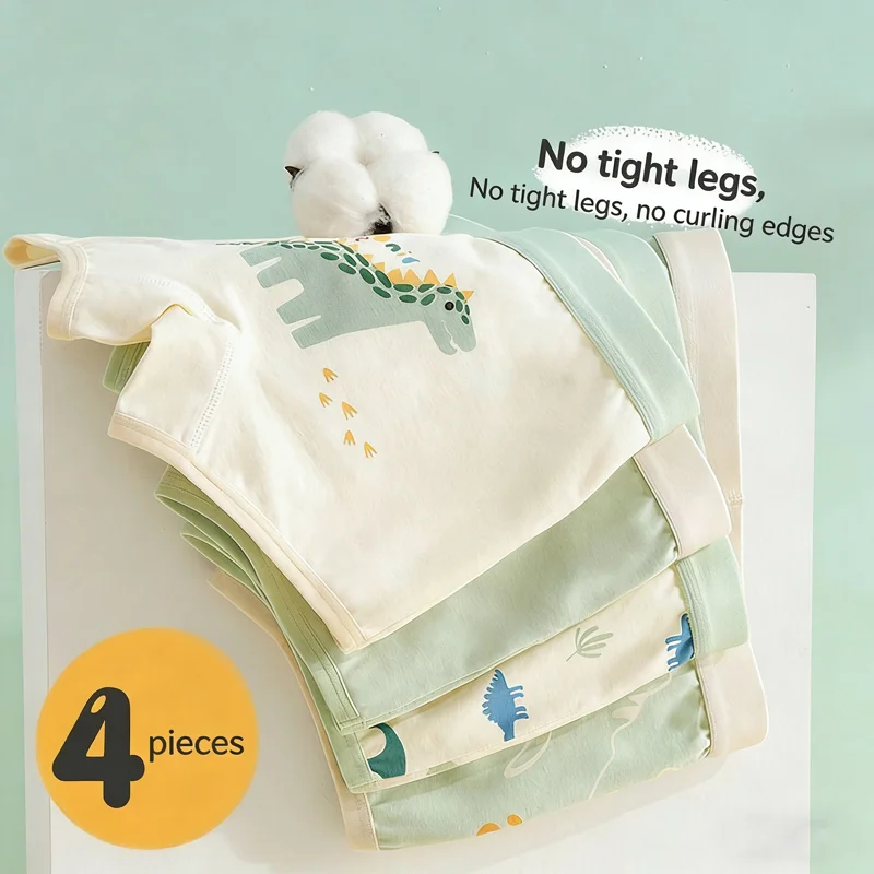 Kinderunterwäsche aus Baumwolle, flache Boxershorts mit Cartoon-Dinosaurier-Aufdruck, weiche, schweißabsorbierende, waschbare Unterhose für Jungen von 1–10 Jahren – Detail 5