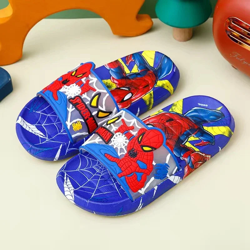 New Girls Summer Slippers Kids Disney Cartoon Spiderman Boys Shoes Children Toddler Beach Home Bath Indoor Shoes Sandals EU26-35