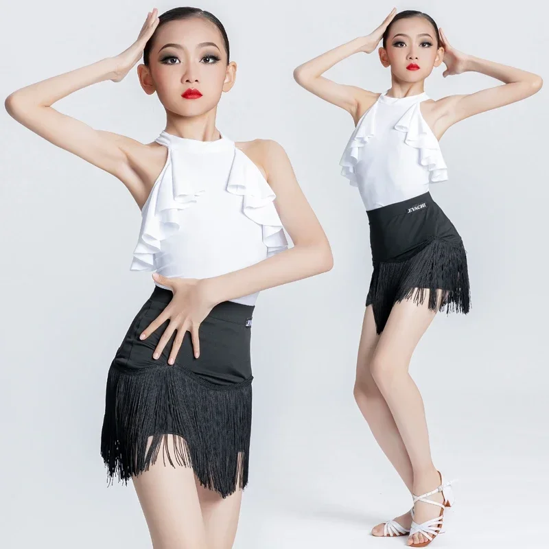 

Latin dance training clothes for girls Xia professional dance performance clothes New style children's backless black and white