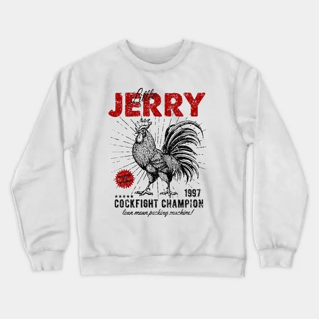 

Autumn and Winter Retro Rooster Sweatshirt, "Jerry Cockfight Champion Graphic" for A Trendy Look